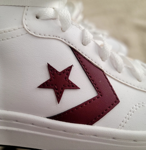 Converse Rival Mid White Deep Burgundy Star Chevron Retro Court 7.5 Unisex - Picture 5 of 16